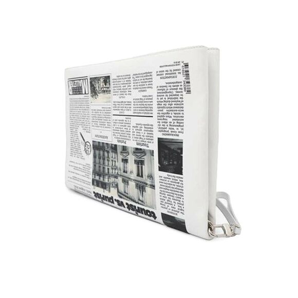 Pre Loved Louis Vuitton Newspaper Print Clutch Bag Women White - Picture 2 of 8